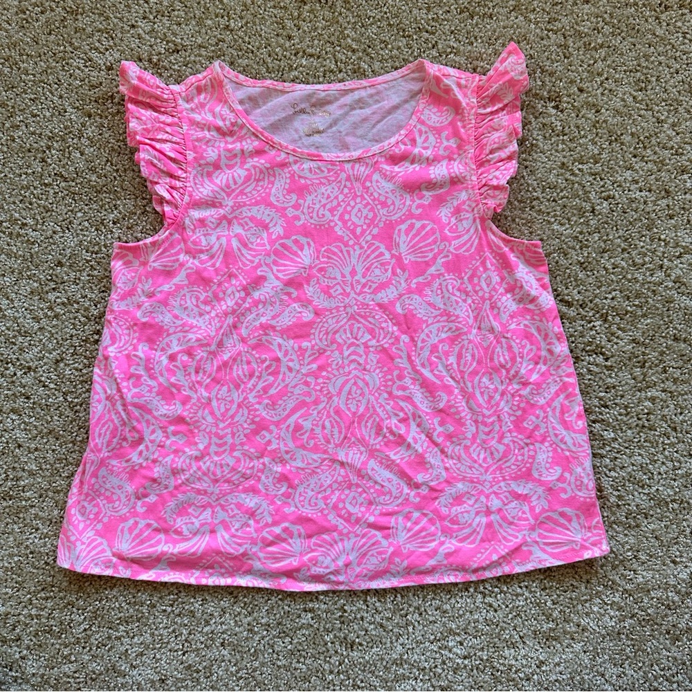 Lilly Pulitzer Girls' Ramira Top in Tulip Pink Size XL 12-14